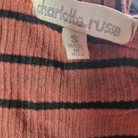 Ribbed Striped Crop Top Size Small - Picture 3 of 5